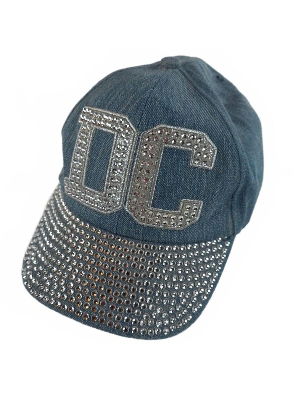 City Hunter Washington DC Denim Baseball Cap Adjustable Rhinestone Bling NWOT